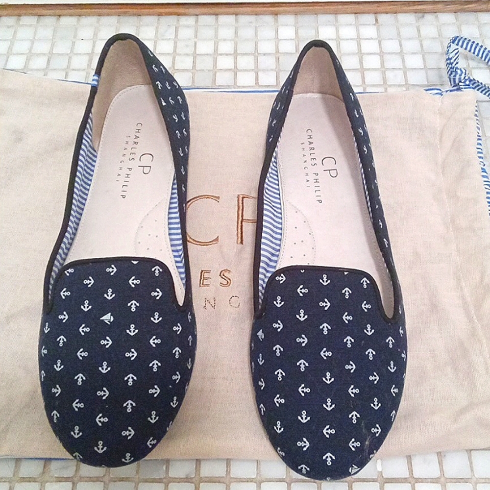 CHARLES PHILIP Navy Nautical Flats 9